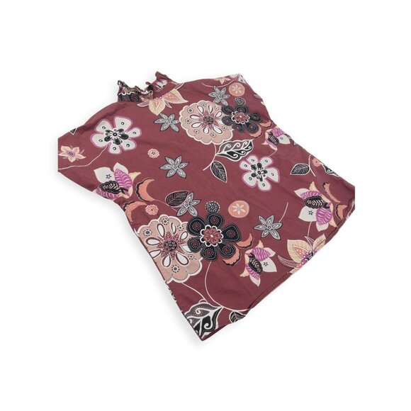 Never A Wallflower Vicki Short Sleeve Top Floral Print SZ S Ruffle Neck 100% Cot - Picture 10 of 12